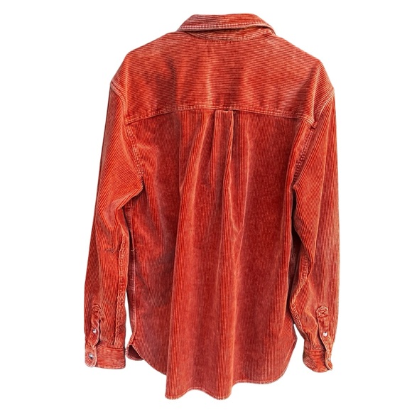 Urban Outfitters Men's Shacket Corduroy Shirt Orange Sz M Cabincore Camping Wear - Picture 5 of 8